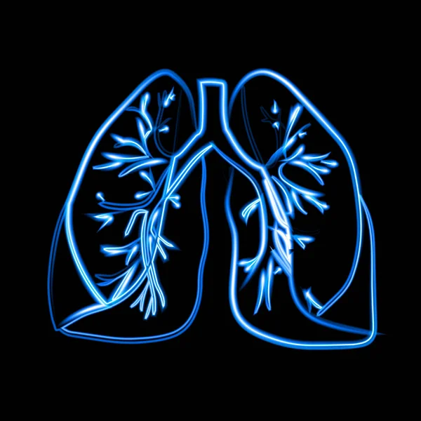 Illustration Human Lungs Neon Effect — Stock Photo, Image