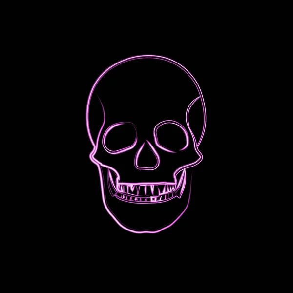 Vector Illustration Skull Neon Effect — Stock Vector