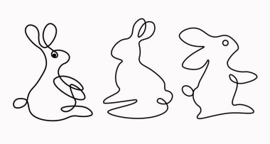 Taslaklarla çizilmiş farklı tavşanların vektör çizimi.