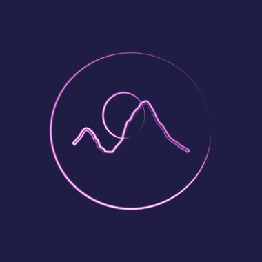 Dağ ve güneş sembollerinin vektör çizimi.