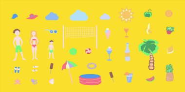 Vector yaz tatilinde aile denizde..