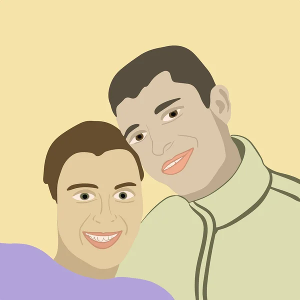 Vector Illustratie Van Een Gay Paar Liefde — Stockvector
