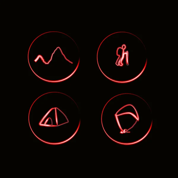 Set Active Recreation Tourism Icons — Stok Vektör