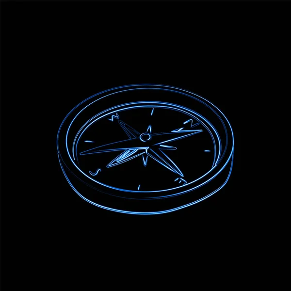 Vector Illustration Compass Neon Effect — Archivo Imágenes Vectoriales