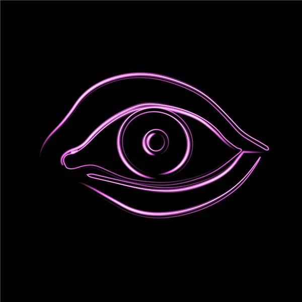 Vector Illustration Human Eye Neon Effect — Stockvector