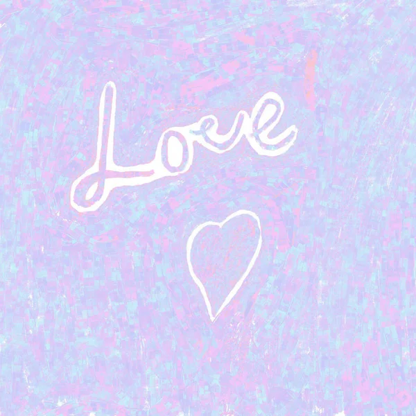 Inscription Love Heart Soft Purple Background — Stock fotografie