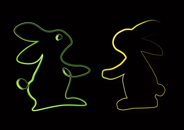 Vector Illustration Two Different Silhouettes Bunnies — стоковый вектор