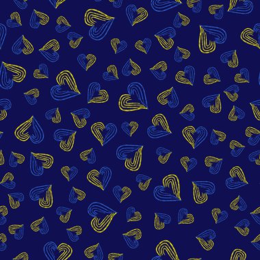 Sarı ve mavi kalpli Ukrayna deseni.