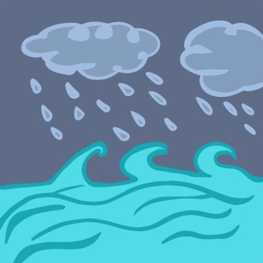 Denizdeki fırtınanın vektör çizimi.