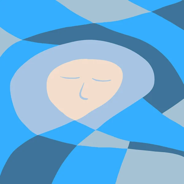 Векторна Ілюстрація Стилізованої Жінки Синьому — стоковий вектор