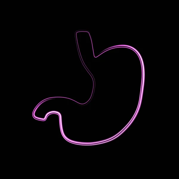 Vektorová Ilustrace Lidského Žaludku Neonovým Efektem — Stockový vektor
