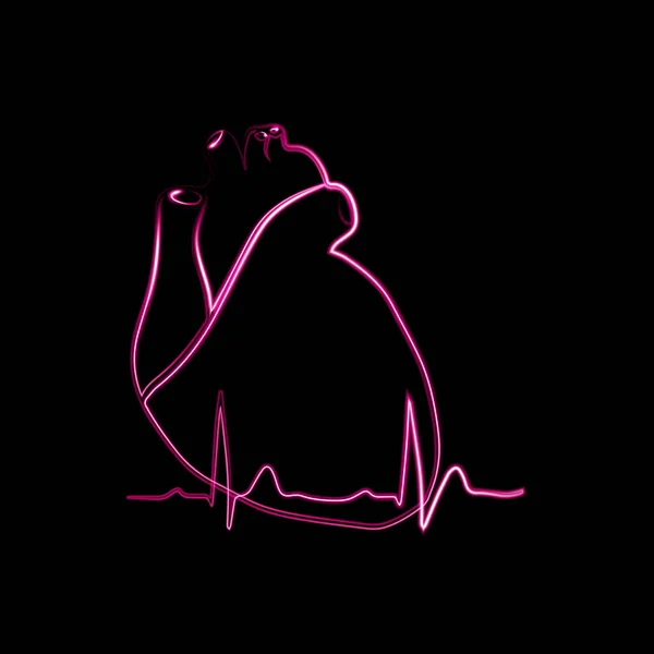 Ilustração Vetorial Coração Humano Com Efeito Neon — Vetor de Stock