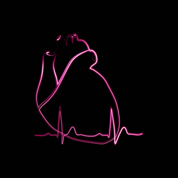 Vector Illustration Human Heart Neon Effect — Stock Vector