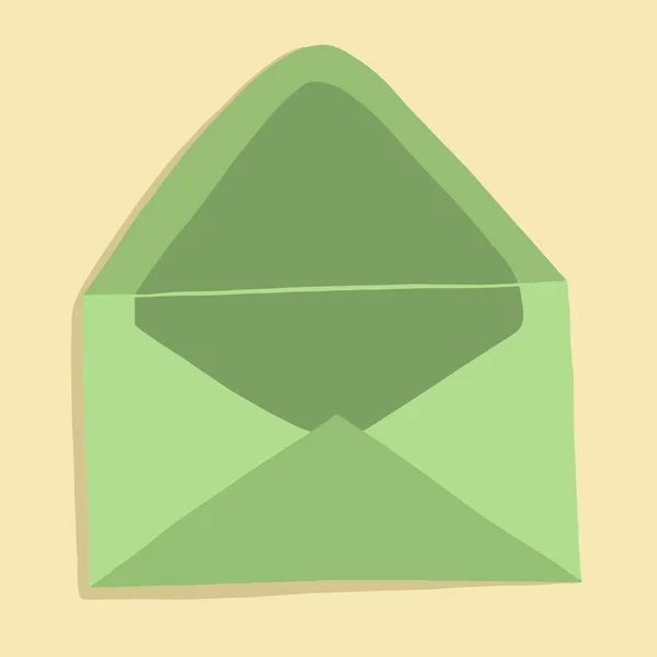 Vektorová Ilustrace Otevřené Zelené Obálky — Stockový vektor