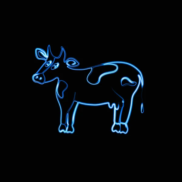 Ilustración Vectorial Una Vaca Con Efecto Neón — Vector de stock