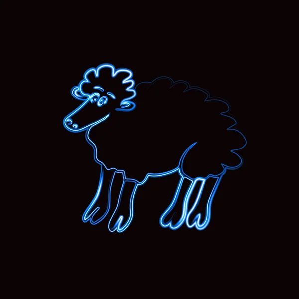 Neon Etkisi Olan Bir Koyunun Vektör Illüstrasyonu — Stok Vektör