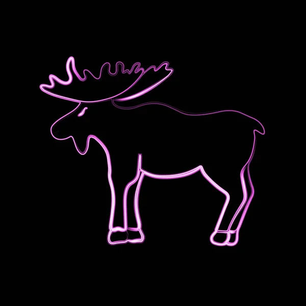 Vektor Ilustrasi Moose Dengan Efek Neon - Stok Vektor