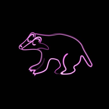 Neon etkisi olan bir porsuğun vektör çizimi.