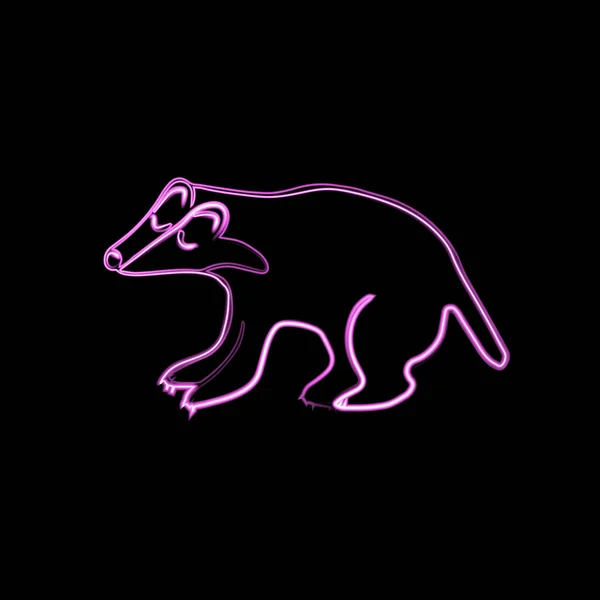 Vector Illustration Badger Neon Effect — Stock Vector