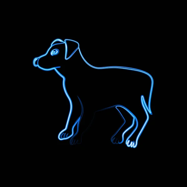 ネオン効果のある犬のベクトルイラスト — ストックベクタ