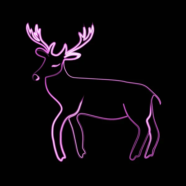 具有霓虹灯效果的鹿的矢量图解 — 图库矢量图片