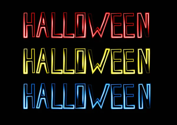 Vector Set Halloween Lettering Neon Effect — Stockvektor