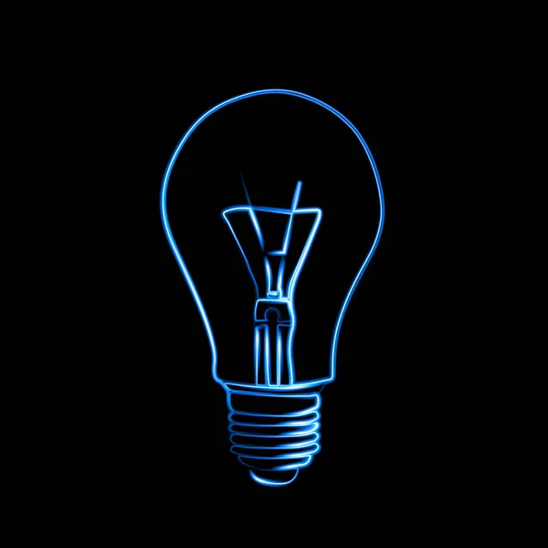 Illustration Vectorielle Une Ampoule Bleue Effet Néon — Image vectorielle