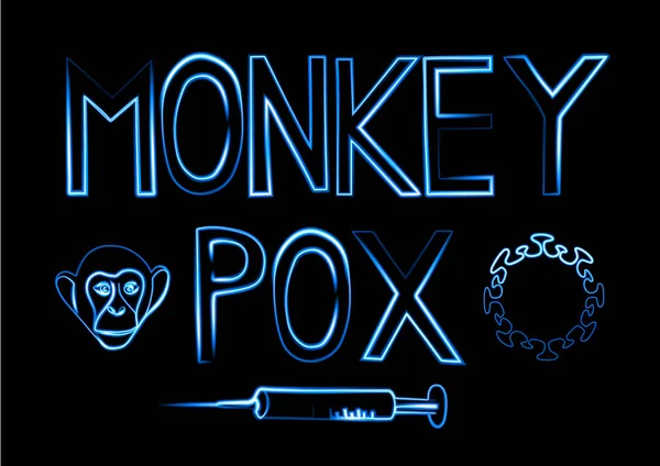 Monkey Pox Vector Lettering Neon Effect — Vettoriale Stock
