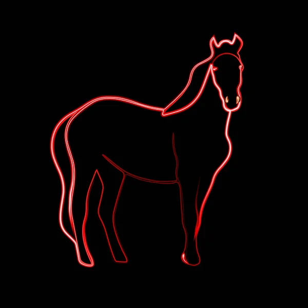 Vector Illustration Horse Neon Effect - Stok Vektor