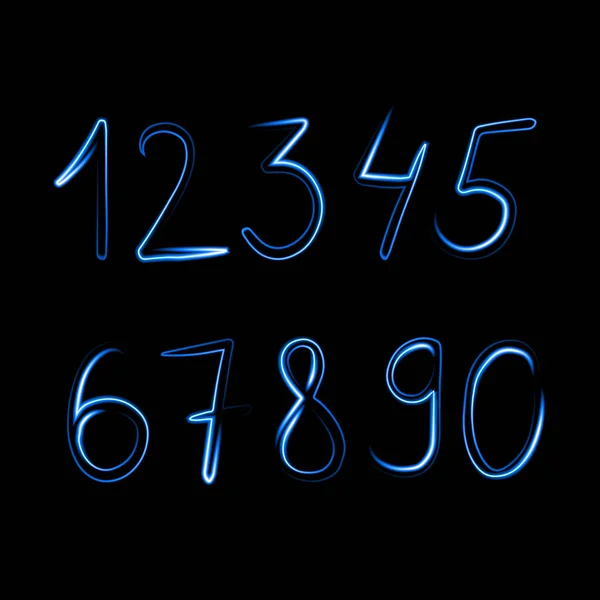 Vector Set Numbers Neon Effect — Stok Vektör