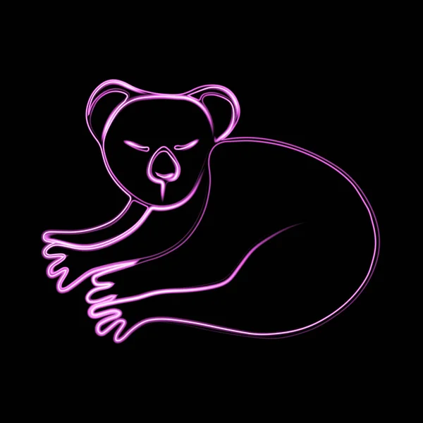 Vector Illustration Koala Neon Effect — Vetor de Stock