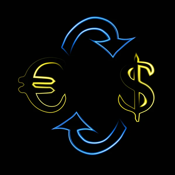 Vector Illustration Dollar Euro Currency Exchange — Vetor de Stock