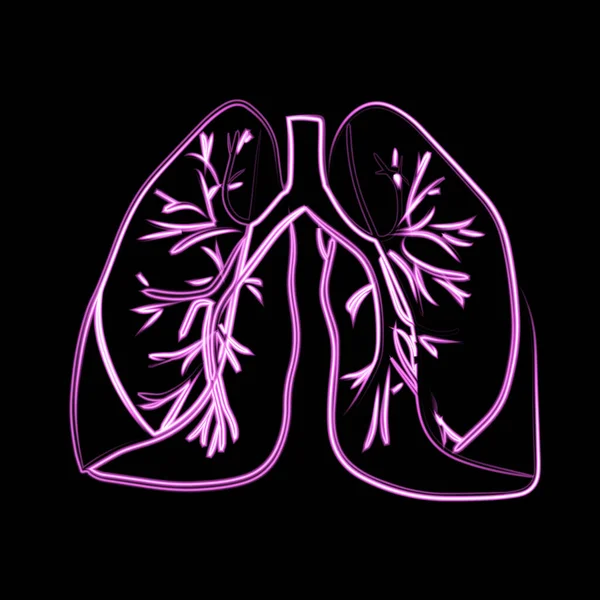 Vector Illustration Human Lungs Neon Effect — Wektor stockowy