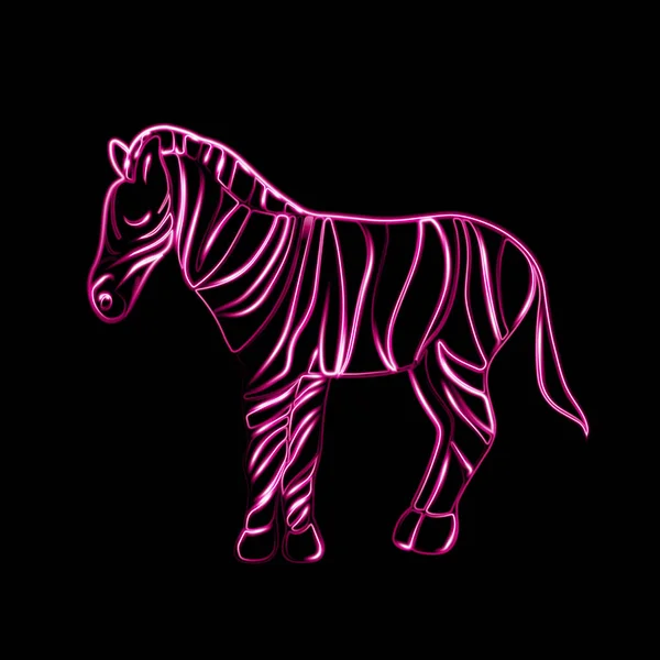 Vector Illustration Zebra Neon Effect — Stok Vektör