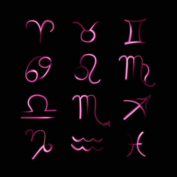 Set Zodiac Signs Neon — Διανυσματικό Αρχείο