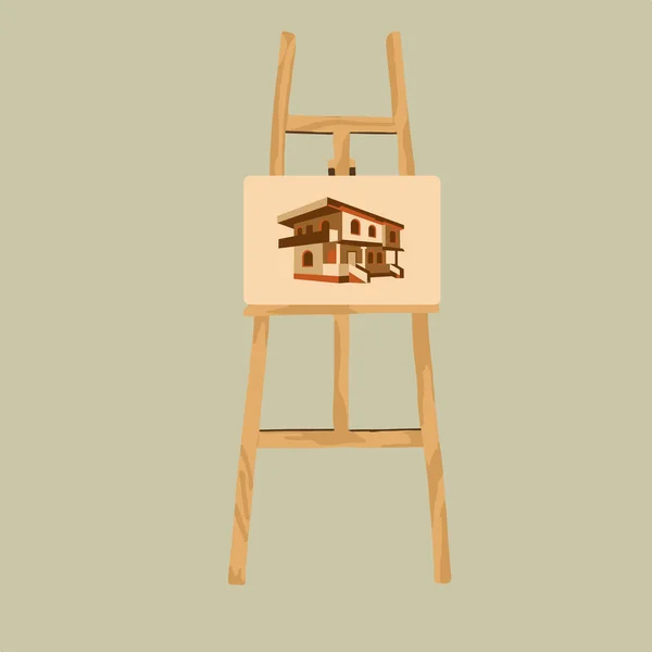 Vector Illustration Easel Depicting House Project — Vector de stock