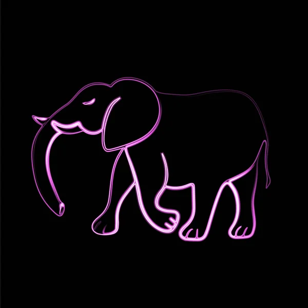 Vector Illustration Elephant Neon Effect — Vetor de Stock