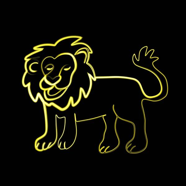 Vector Illustration Lion Neon Effect — Image vectorielle