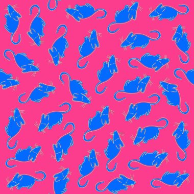 Pattern with mice on a pink background.