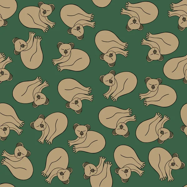 Vector Pattern Koalas Green Background — 스톡 벡터