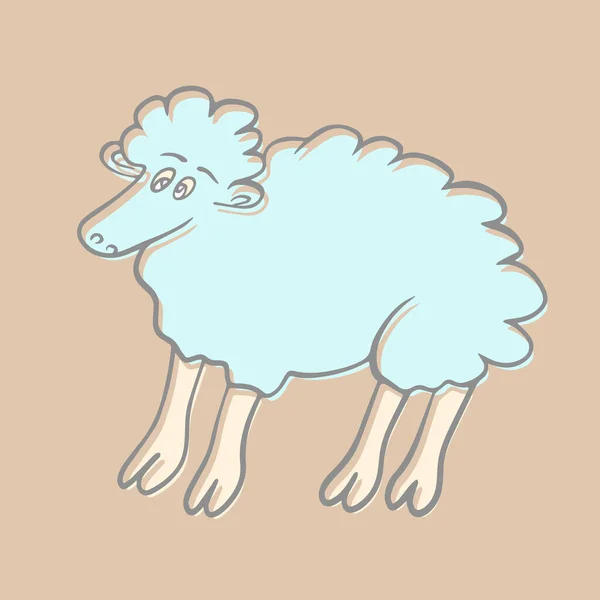 Vector Illustration Simple Funny Sheep — Vetor de Stock