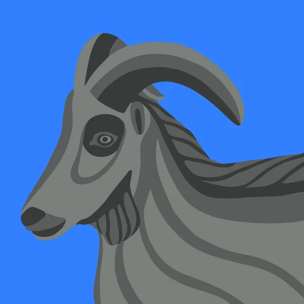 Vector Illustration Goat Blue Background — Stok Vektör