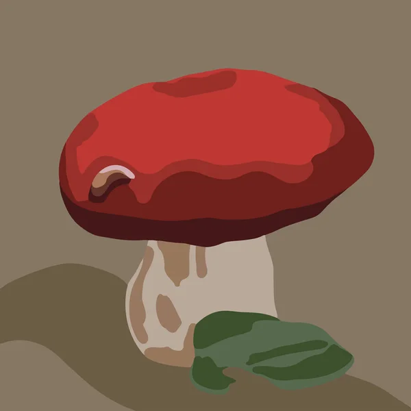 Vector Illustration Porcini Mushroom Leaf — Archivo Imágenes Vectoriales