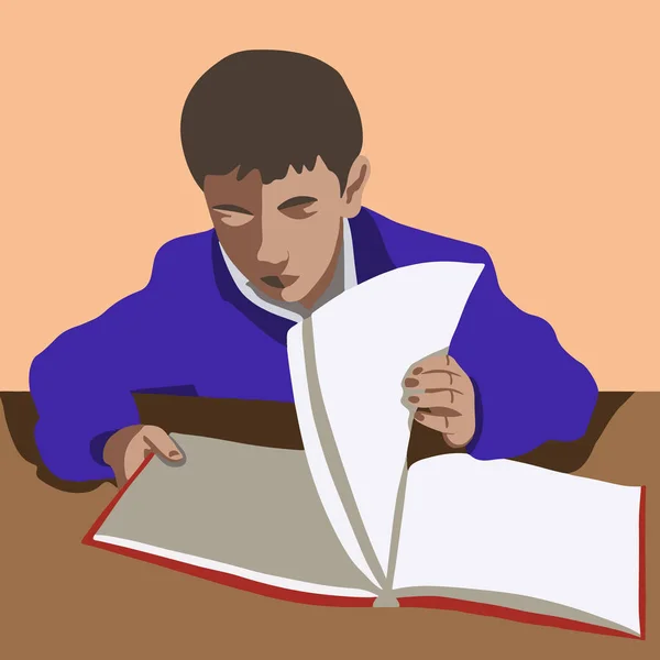 Vector Illustration Boy Doing Homework — Stock Vector