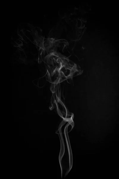 Black White Swirling Ascending Smoke Pattern Black Background Photo Could — Stock Photo, Image