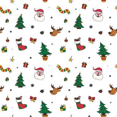 Yeni yıl çizimleri simgeler, büyük bir set klipsli sanat grafikleri. Noel tasarım elementleri.