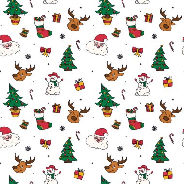 Yeni yıl çizimleri simgeler, büyük bir set klipsli sanat grafikleri. Noel tasarım elementleri.