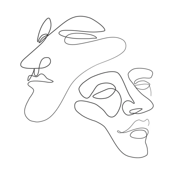 Εικονογράφηση Διανύσματος Ένα Πρόσωπο Γραμμής Μινιμαλιστικό Συνεχές Γραμμικό Σκίτσο — Διανυσματικό Αρχείο