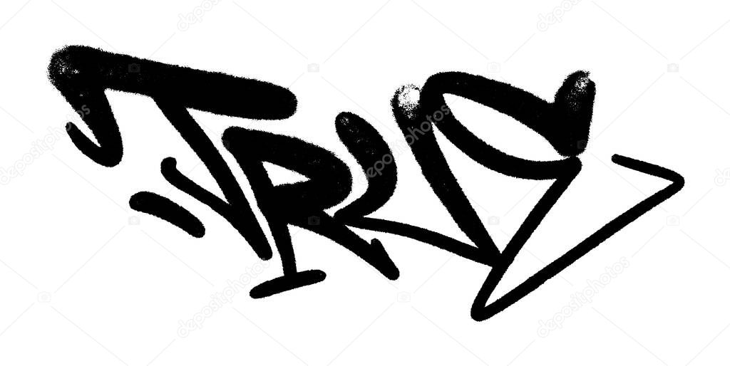 Vector illustration Black graffiti tag lettering aerosol can spray