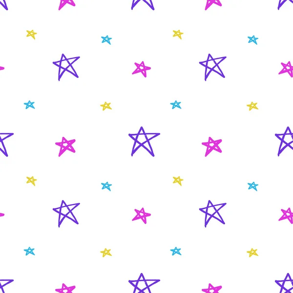 星型无缝背景 五彩斑斓的涂鸦明星 — 图库矢量图片